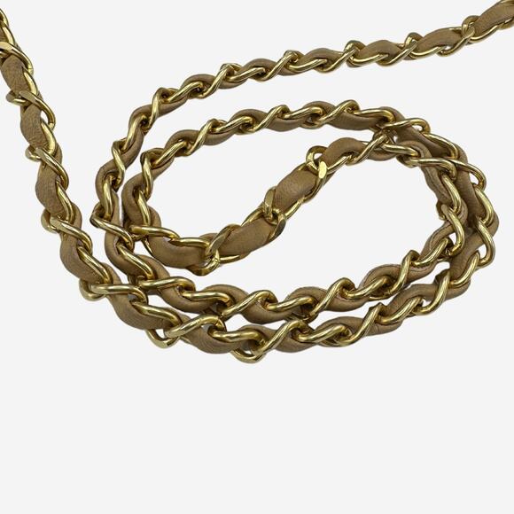 Authentic Vintage Beige Lambskin Chanel Halfmoon w 24k gold plated hardware - Picture 3 of 16